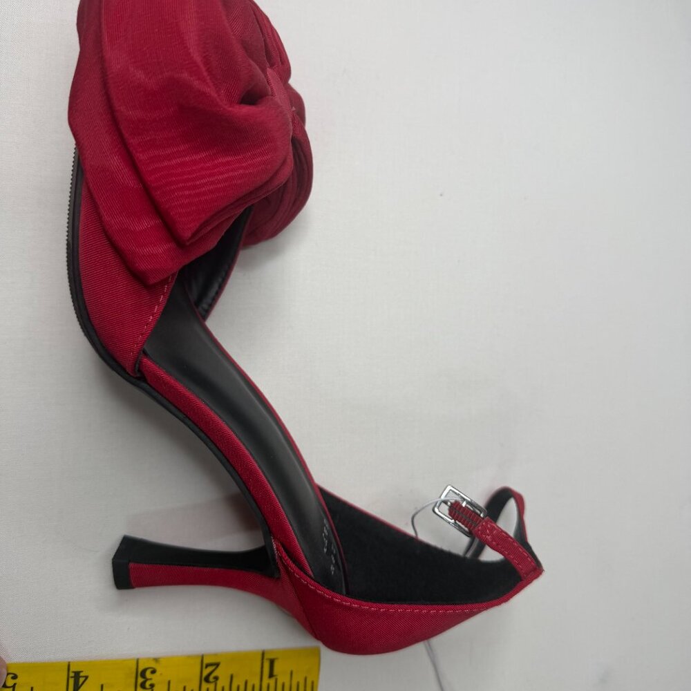 A New Day Red Bow Heels Size 8.5 Women’s Satin Pointed Toe Kitten Heel NWT - Picture 8 of 8